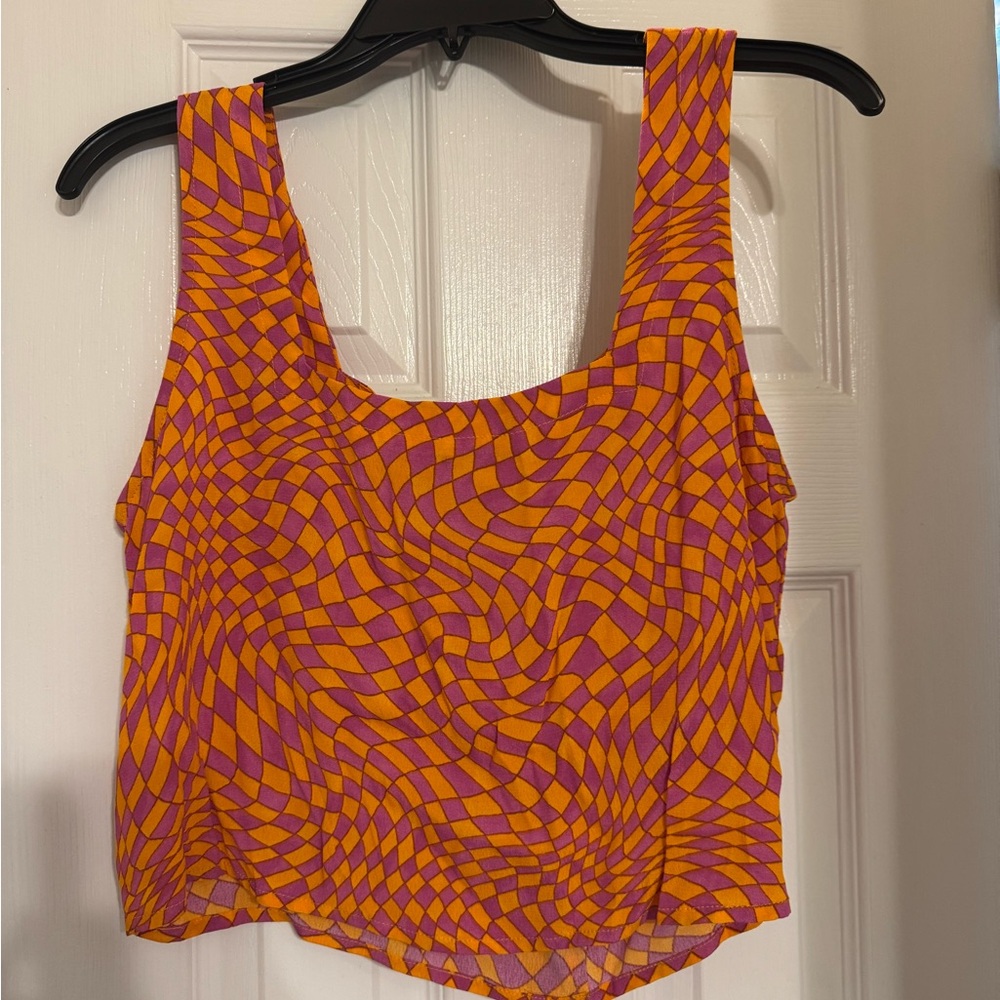 Pink orange crop tank